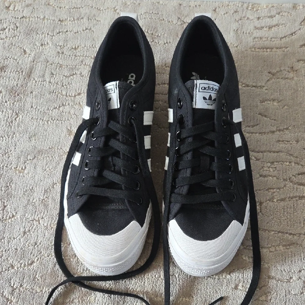 Adidas Women's Black and White Platform Sneakers